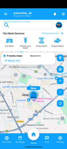 OtoWash home screen