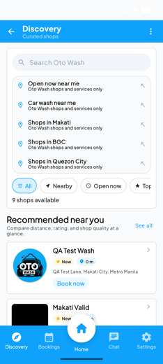Discover nearby shops on a map and list