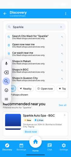 Search for a shop by name or area