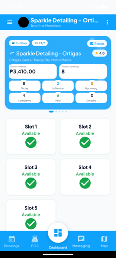OtoWash Shop Owner dashboard
