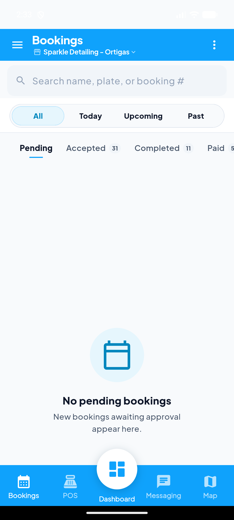 Bookings management screen