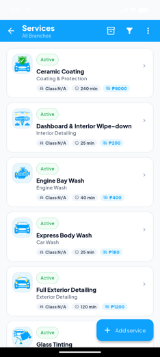 Services list and edit