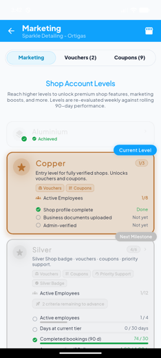 Marketing tools screen